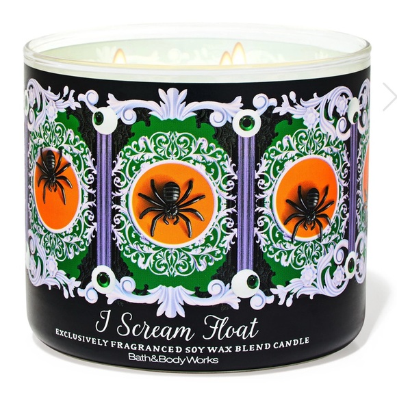 Bath & Body Works I Scream Float Candle with Spooky Black and Orange Design - Picture 1 of 2